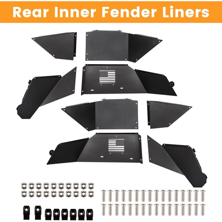 【並行輸入品】Sunluway アルミフロント\u0026リアインナーフェンダーライナー 2018-2020 Jeep Wrangler JL JLU 軽量デザの画像
