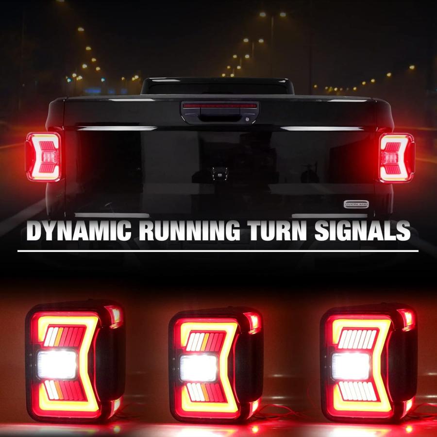 【並行輸入品】AUTOWIKI LEDテールライト 2019 2020 2021 2022 ジープ グラディエーター JT ブラックスモーク レンズの画像