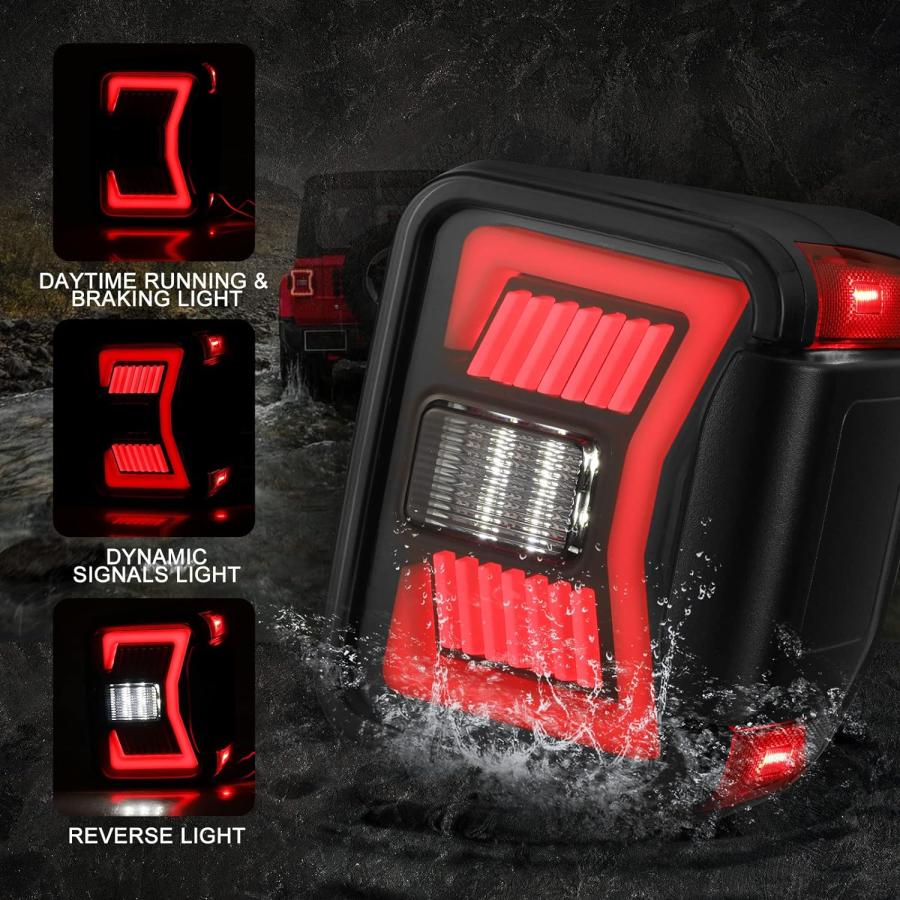【並行輸入品】AUTOWIKI LEDテールライト 2019 2020 2021 2022 ジープ グラディエーター JT ブラックスモーク レンズの画像