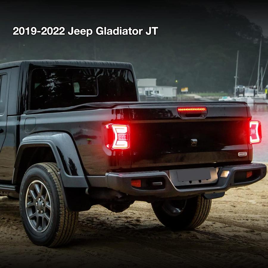 【並行輸入品】AUTOWIKI LEDテールライト 2019 2020 2021 2022 ジープ グラディエーター JT ブラックスモーク レンズの画像