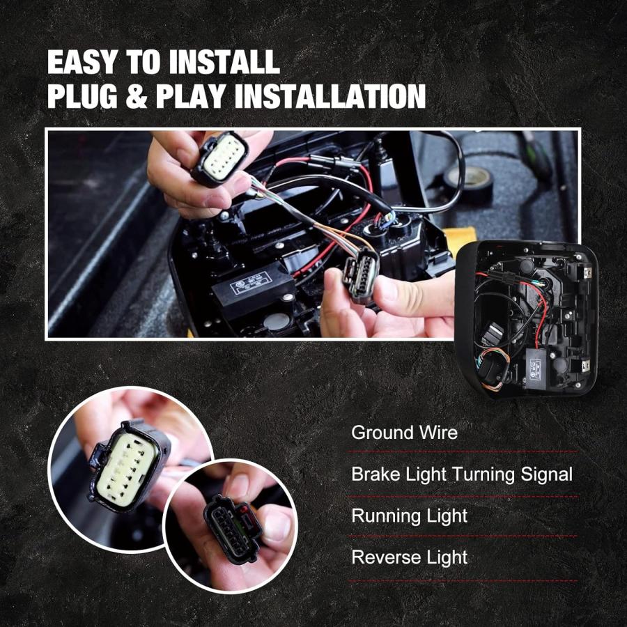 【並行輸入品】AUTOWIKI LEDテールライト 2019 2020 2021 2022 ジープ グラディエーター JT ブラックスモーク レンズの画像