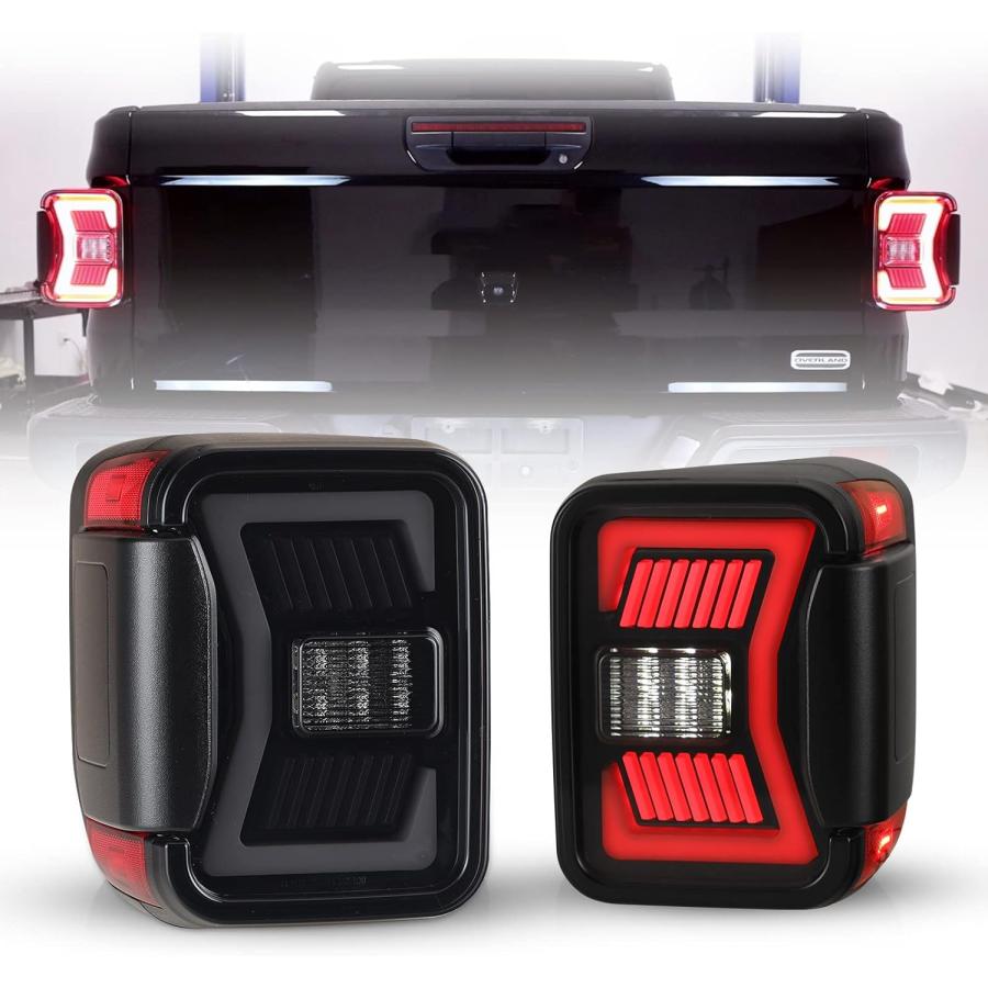 【並行輸入品】AUTOWIKI LEDテールライト 2019 2020 2021 2022 ジープ グラディエーター JT ブラックスモーク レンズの画像