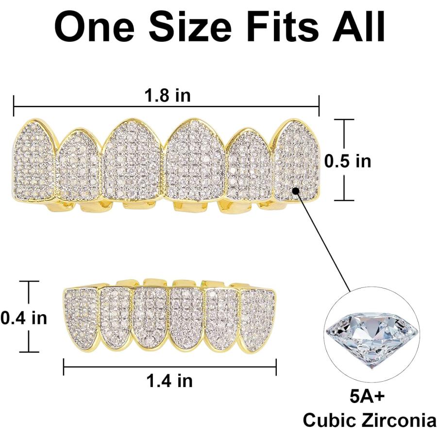 【並行輸入品】Diamond Gold Grillz メンズ レディース ゴールドグリル 歯用 18Kゴールドメッキ グリルズ ヒップホップ トップボの画像