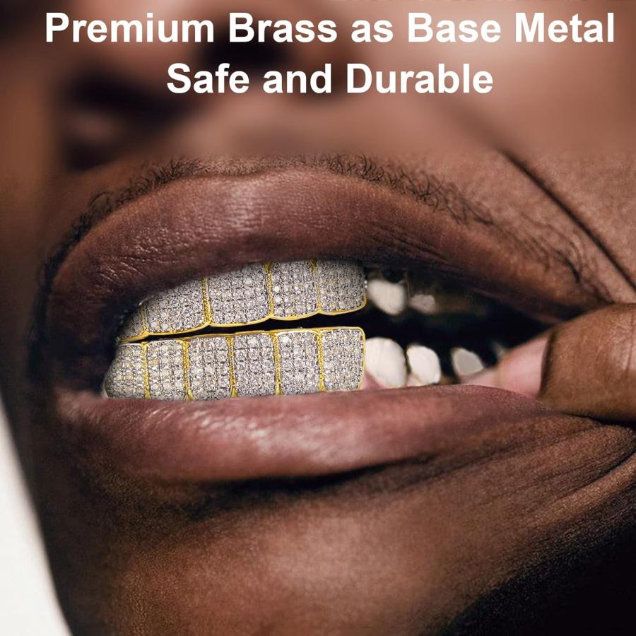【並行輸入品】Diamond Gold Grillz メンズ レディース ゴールドグリル 歯用 18Kゴールドメッキ グリルズ ヒップホップ トップボの画像
