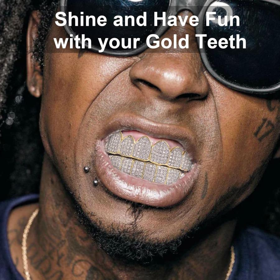 【並行輸入品】Diamond Gold Grillz メンズ レディース ゴールドグリル 歯用 18Kゴールドメッキ グリルズ ヒップホップ トップボの画像