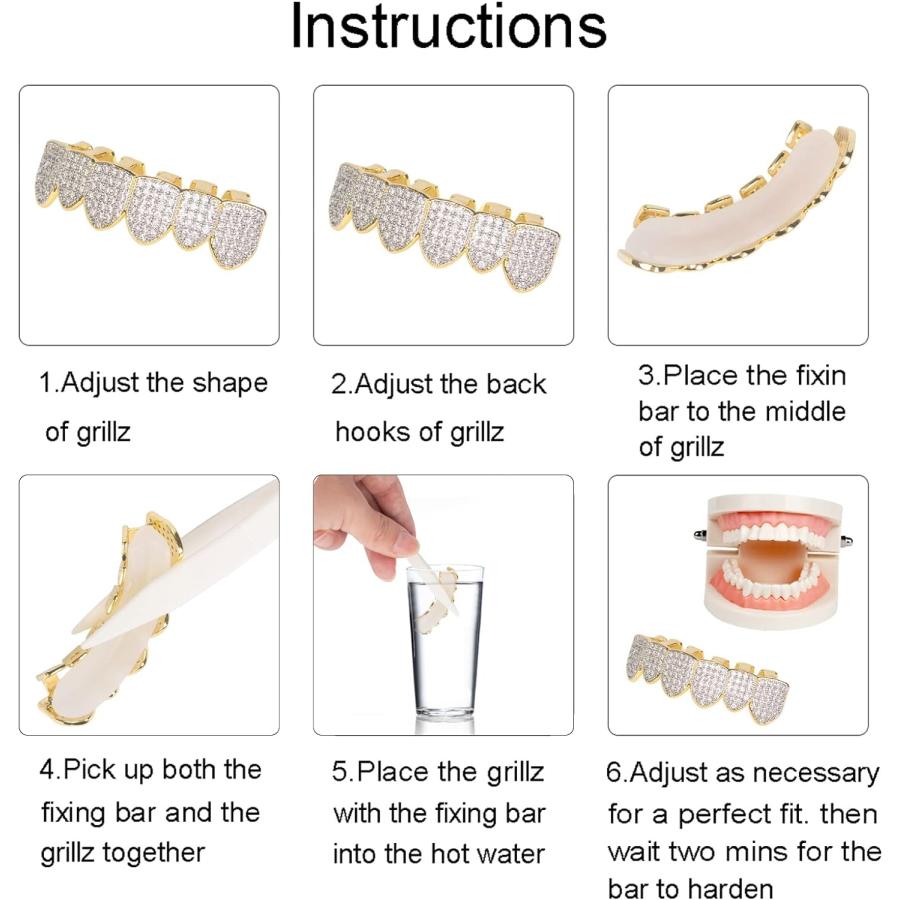 【並行輸入品】Diamond Gold Grillz メンズ レディース ゴールドグリル 歯用 18Kゴールドメッキ グリルズ ヒップホップ トップボの画像