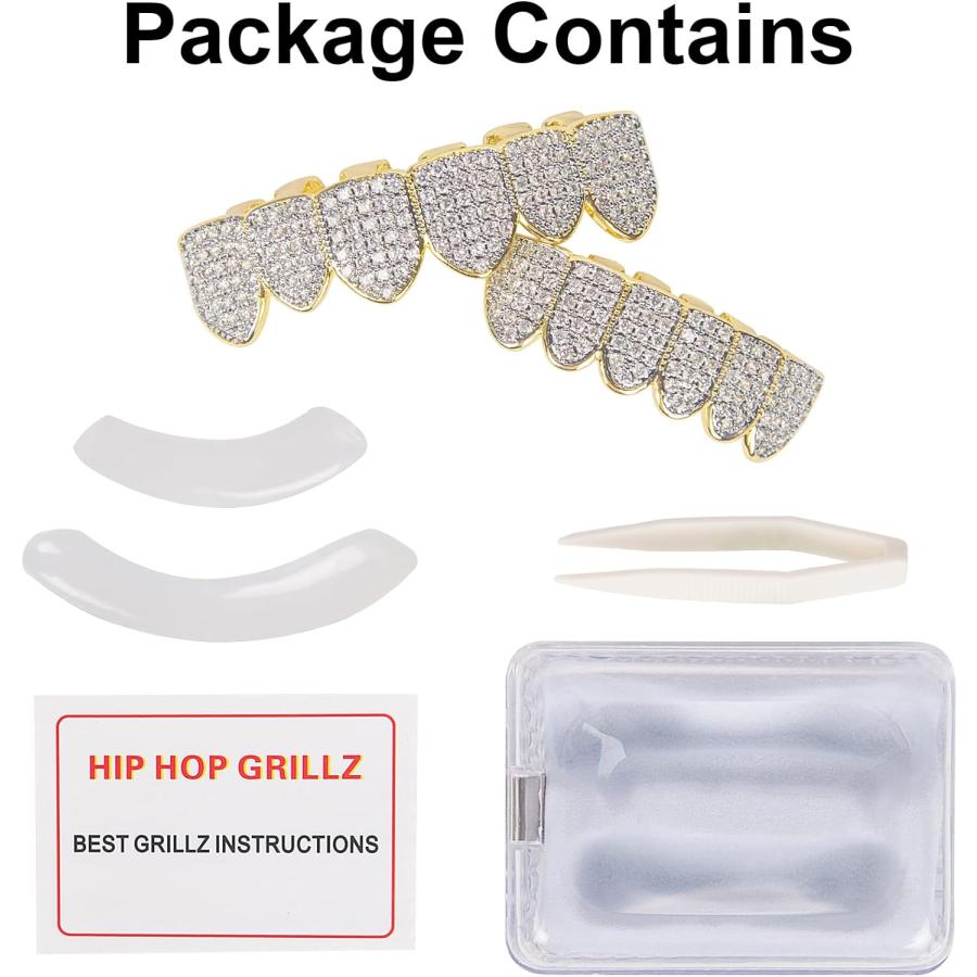 【並行輸入品】Diamond Gold Grillz メンズ レディース ゴールドグリル 歯用 18Kゴールドメッキ グリルズ ヒップホップ トップボの画像