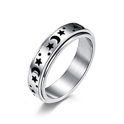 【並行輸入品】COLORFUL BLING 回転可能 月 星 太陽 高品質 ステンレススチール チューニング 回転リング ボーホー ジュエリー_1