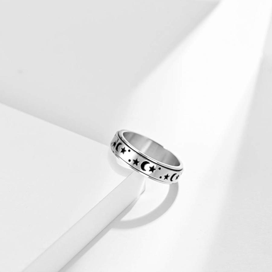 【並行輸入品】COLORFUL BLING 回転可能 月 星 太陽 高品質 ステンレススチール チューニング 回転リング ボーホー ジュエリー_9