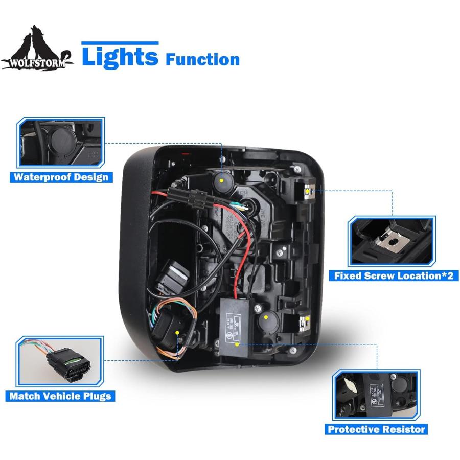 【並行輸入品】WOLFSTORM スモークLEDテールライト 2019-2023 Jeep Gladiator JTアクセサリー / 3D DRL/ダの画像