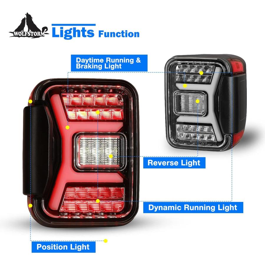 【並行輸入品】WOLFSTORM LEDテールライト 2019-2023 Jeep Gladiator JT 2019 2020 2021 2022の画像