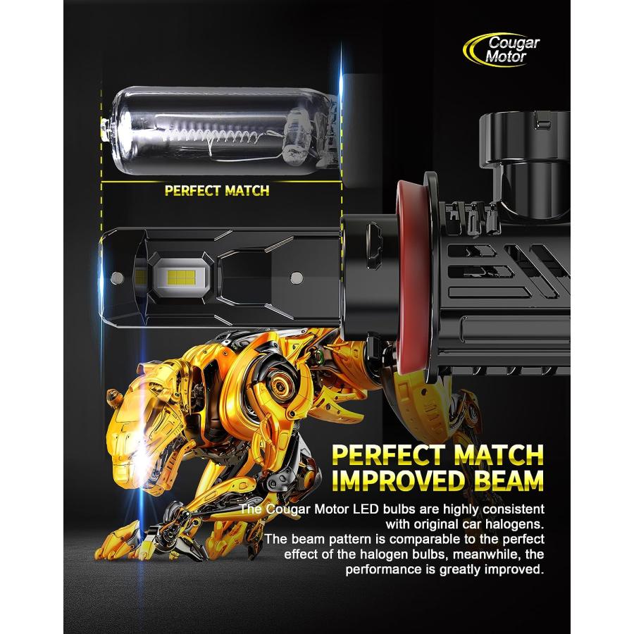 【並行輸入品】Cougar Motor ワイヤレス 9005 + H11 LED ヘッドライト電球 44000LM コンボ (2セット) 6500Kの画像