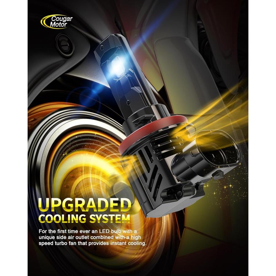 【並行輸入品】Cougar Motor ワイヤレス 9005 + H11 LED ヘッドライト電球 44000LM コンボ (2セット) 6500Kの画像