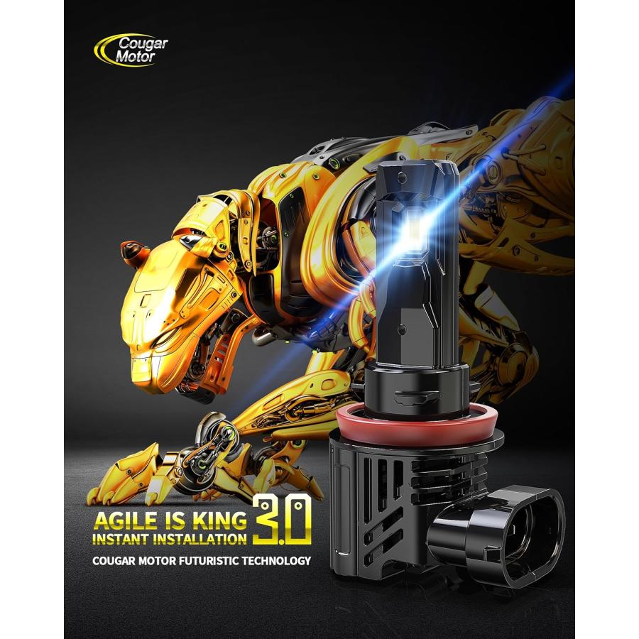 【並行輸入品】Cougar Motor ワイヤレス 9005 + H11 LED ヘッドライト電球 44000LM コンボ (2セット) 6500Kの画像