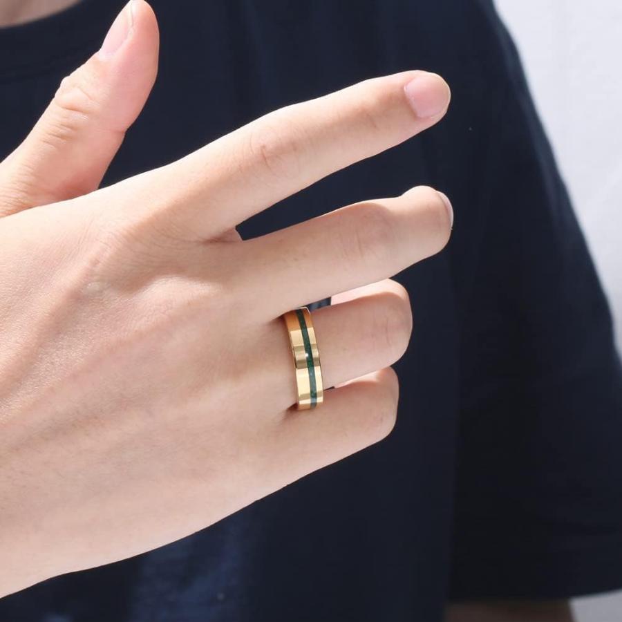 【並行輸入品】NUNCAD 6mm ゴールド タングステン 結婚指輪 メンズ レディース 光沢仕上げ 婚約指輪 マラカイト インレー 快適フィット サの画像