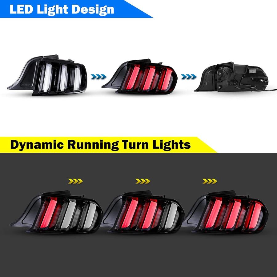 【並行輸入品】WOLFSTORM LEDテールライトアセンブリ 2015-2020 フォード マスタング テールライト 交換用 ダイナミックランニングの画像