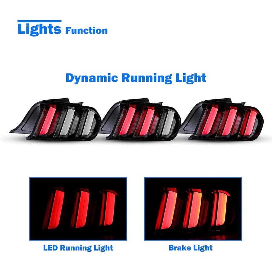 【並行輸入品】WOLFSTORM LEDテールライトアセンブリ 2015-2020 フォード マスタング テールライト 交換用 ダイナミックランニングの画像