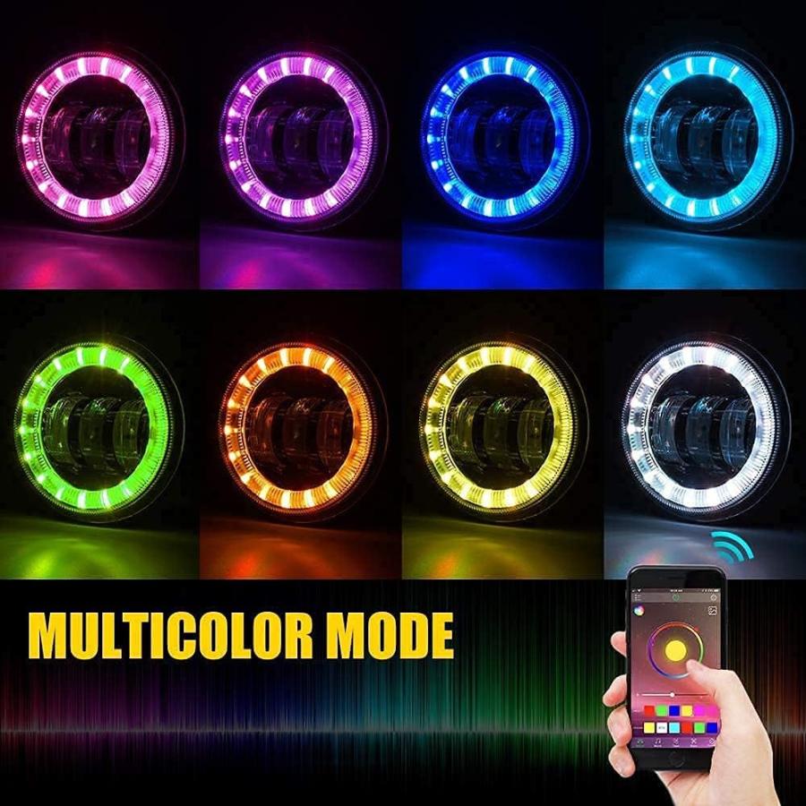 【並行輸入品】UTVJATV 4インチ LED フォグライト マルチカラー ヘイロー 2007-2018 ラングラー JK アクセサリー オフロード_7