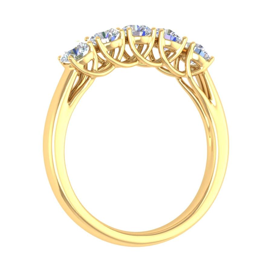 【並行輸入品】1カラット 5ストーン ダイヤモンド 結婚指輪 14K ゴールド, 金属 金属。 ストーン, ダイヤモンド FINEROCK 1の画像