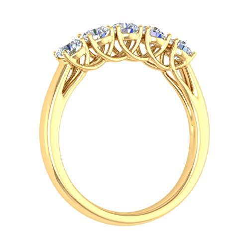 【並行輸入品】1カラット 5ストーン ダイヤモンド 結婚指輪 14K ゴールド, 金属 金属。 ストーン, ダイヤモンド FINEROCK 1の画像