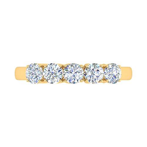 【並行輸入品】1カラット 5ストーン ダイヤモンド 結婚指輪 14K ゴールド, 金属 金属。 ストーン, ダイヤモンド FINEROCK 1の画像