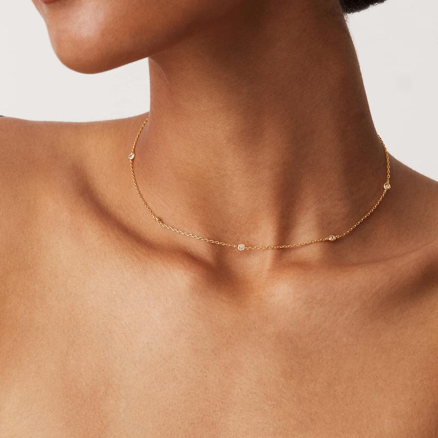 【並行輸入品】PAVOI 14K ホワイトゴールドメッキ ステーションネックレス | 模造ダイヤモンド BTYネックレス | レディース CZチ_9