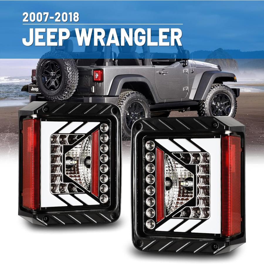 【並行輸入品】AUTOWIKI テールライト LED ジープ ラングラー JK JKU 2007-2018 リアランプ テールライト ドライバー 助手の画像