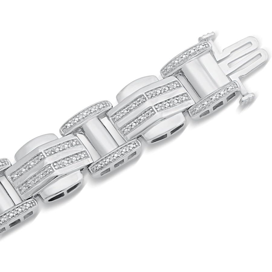 【並行輸入品】Jewelili メンズ スターリングシルバー リンクブレスレット 天然ホワイトラウンドダイヤモンド付き 1/2カラット 8.5インチの画像