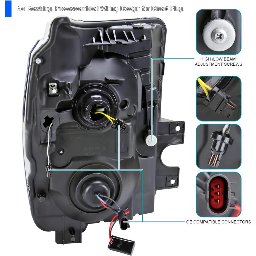 【並行輸入品】SPEC-D TUNING スイッチバック LEDバー ブラック ハウジング スモークレンズ プロジェクターヘッドライト 2011-20の画像