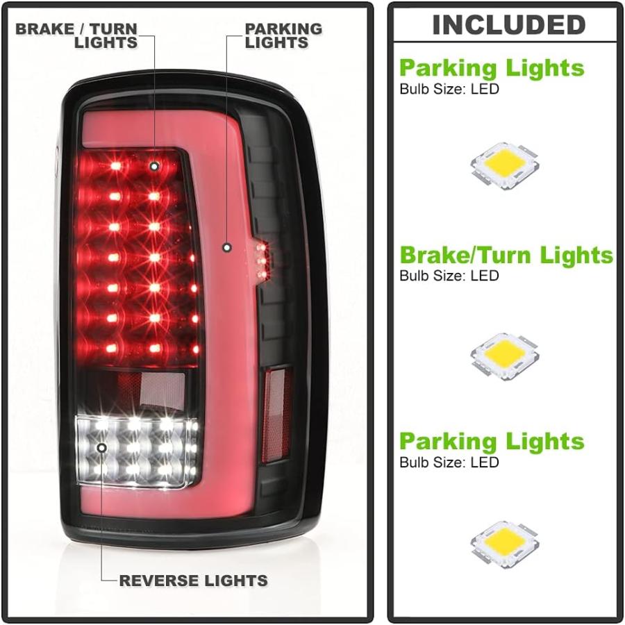 【並行輸入品】VIPMOTOZ OLEDチューブ フルLEDテールブレーキライトランプ ペアセット 2000-2006 サバーバン タホ ユーコン リの画像
