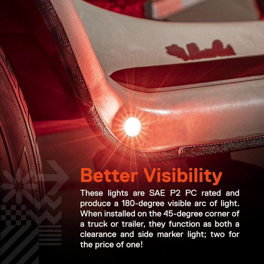 【並行輸入品】10 luces LED redondas de 3/4 pulgadas para remolque  rojas  [3 cableの画像