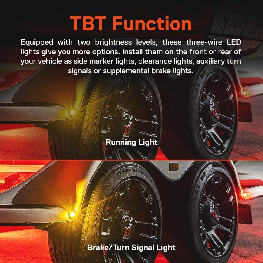【並行輸入品】10 luces LED redondas de 3/4 pulgadas para remolque  rojas  [3 cableの画像