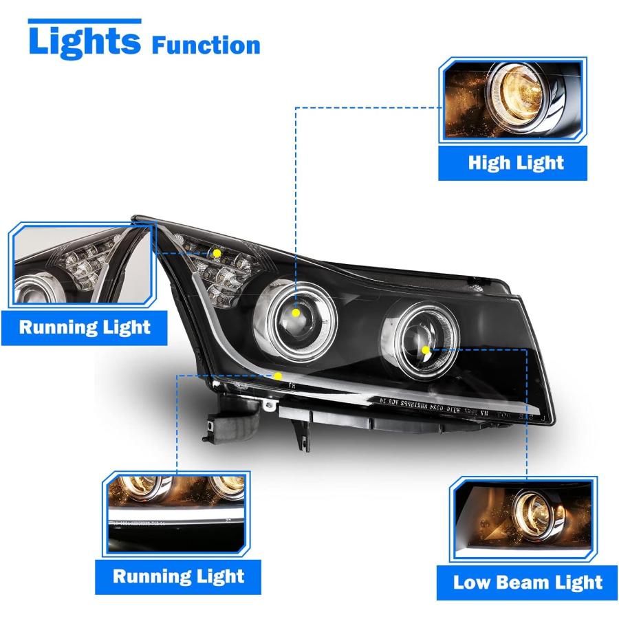 【並行輸入品】WOLFSTORM ヘッドライトアセンブリ LEDデイタイムランニングライトプロジェクター付き 2011 2012 2013 2014_2