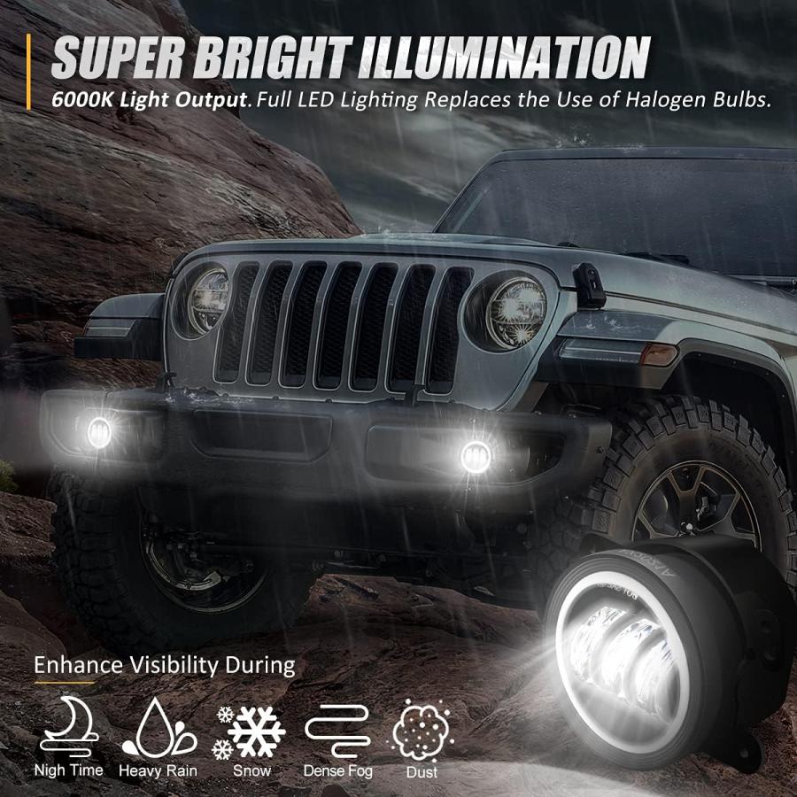 【並行輸入品】NUVISION LIGHTING NVL-FL-001H 4インチ LEDフォグライトアセンブリ ヘイローリング付き DRLウィンカー_2