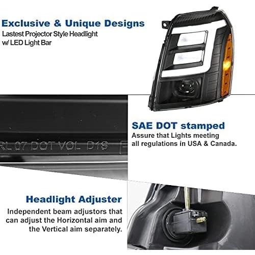 【並行輸入品】ZMAUTOPARTS LED チューブ プロジェクター ヘッドライト ヘッドライト ブラック 2007-2014 キャデラック エスカ_3
