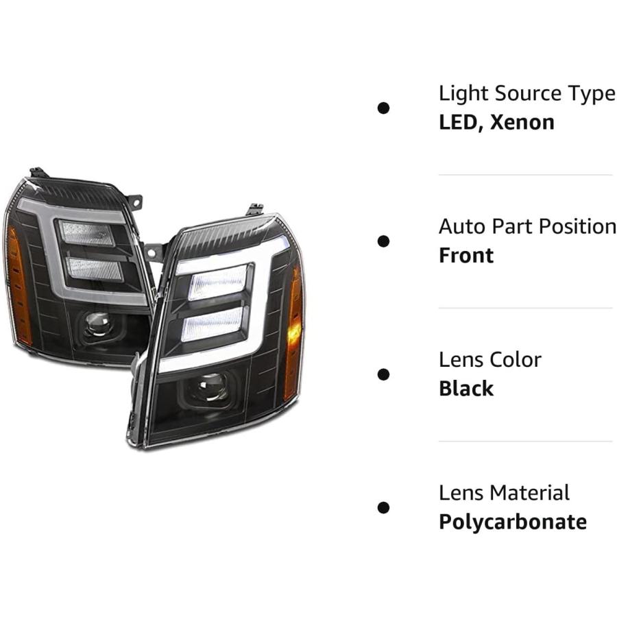 【並行輸入品】ZMAUTOPARTS LED チューブ プロジェクター ヘッドライト ヘッドライト ブラック 2007-2014 キャデラック エスカ_9