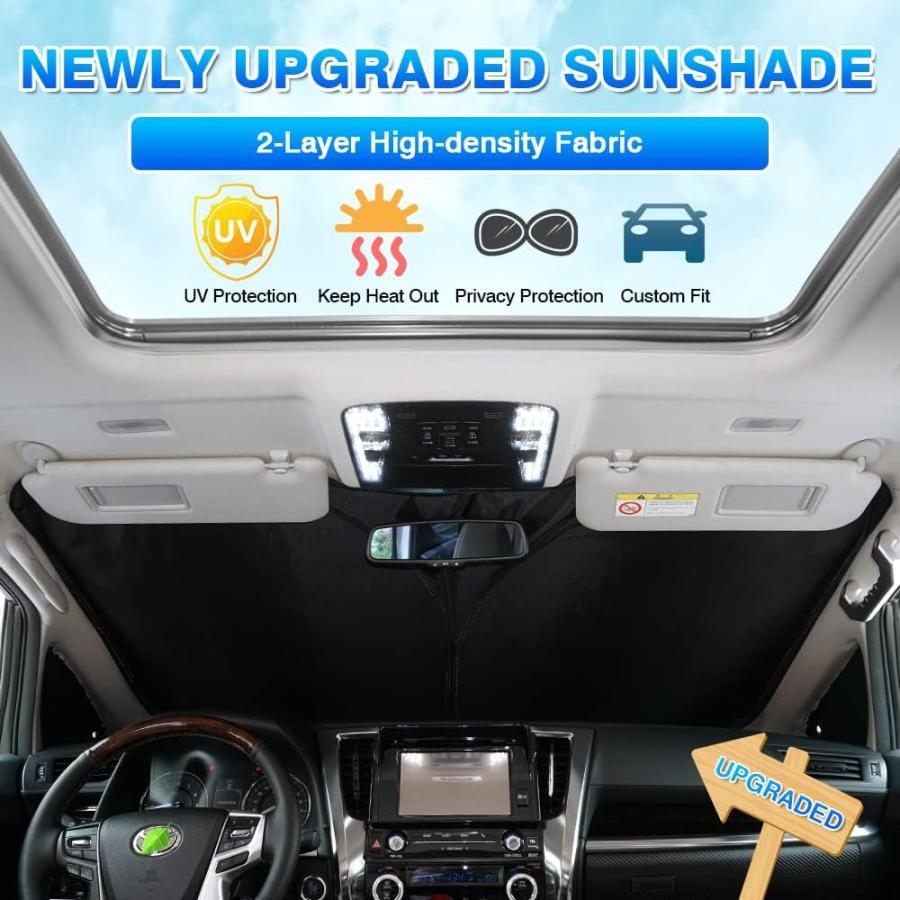北海道で記録的大雪 T TGBROS Windshield Sun Shade Custom Fit for 2021-2024 Ford Mustang Mach-E Accessories Foldable Sun Shield Reflective Polyester Sun Visor Cover Blo