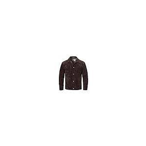 【並行輸入品】FLAVOR Men's Suede Leather Jacket Trucker Coat (X Large, Dark Brの画像