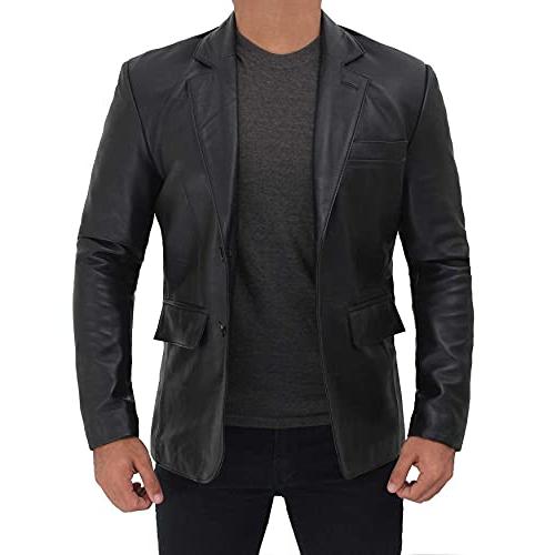 【並行輸入品】Blingsoul Black Car Coat Men   Leather Blazer for Men | [1502684の画像