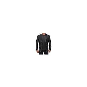 【並行輸入品】Blingsoul Black Car Coat Men   Leather Blazer for Men | [1502684の画像