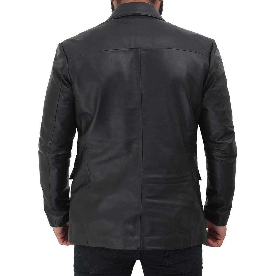 【並行輸入品】Blingsoul Black Car Coat Men   Leather Blazer for Men | [1502684の画像