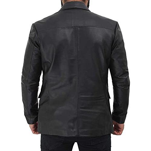 【並行輸入品】Blingsoul Black Car Coat Men   Leather Blazer for Men | [1502684の画像