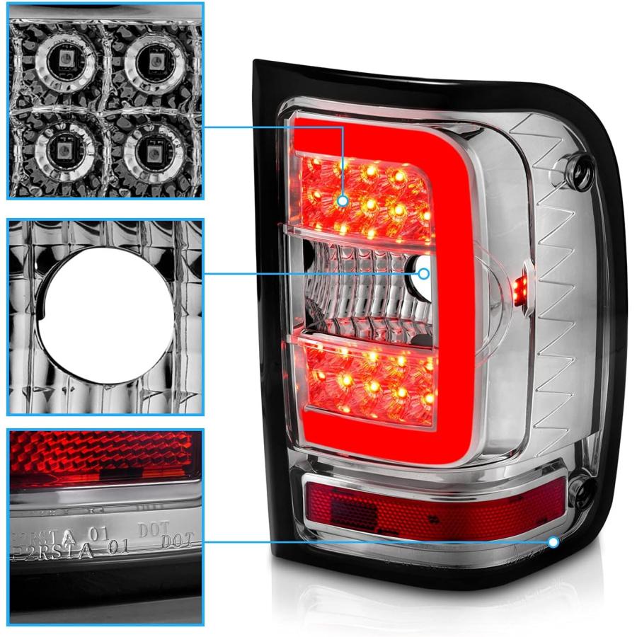 【並行輸入品】AmeriLite 交換用ブレーキテールライト 2001-2011 フォード レンジャー Cタイプ LED チューブ クリスタル クロー_3