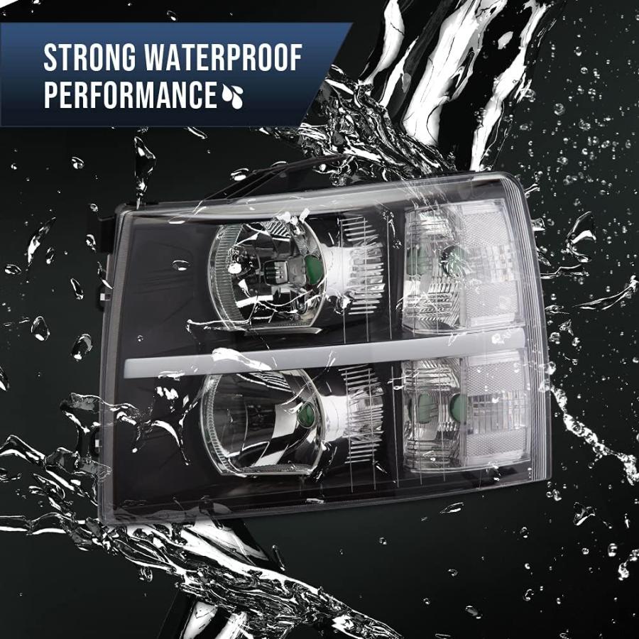 【並行輸入品】CNNELL LED DRL ヘッドライトアセンブリ 2007-2013 シボレーシルバラードヘッドライトバンパーランプセット 交換用_2