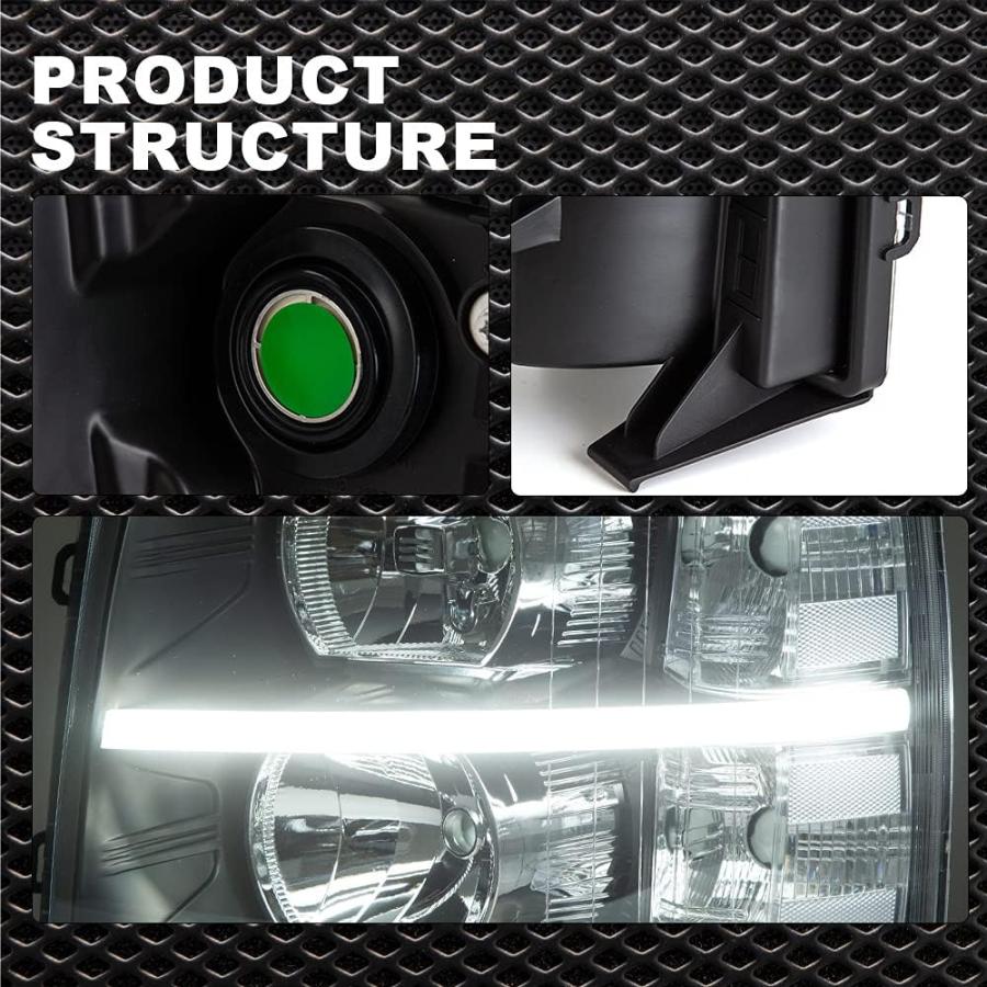 【並行輸入品】CNNELL LED DRL ヘッドライトアセンブリ 2007-2013 シボレーシルバラードヘッドライトバンパーランプセット 交換用_6