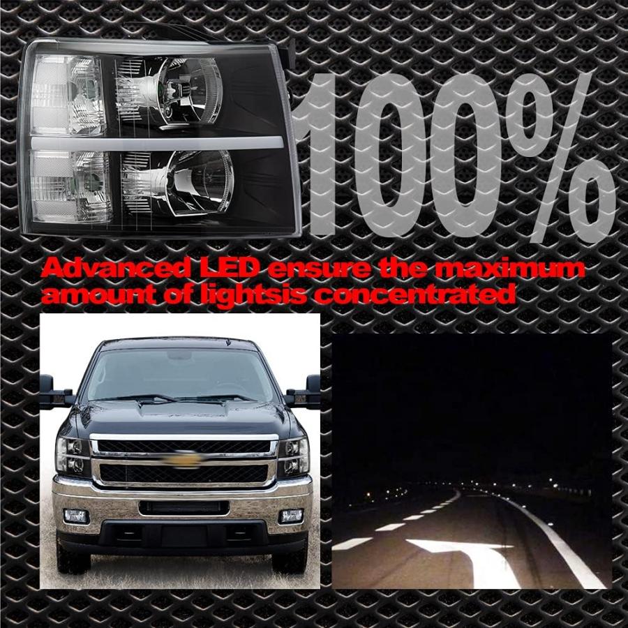【並行輸入品】CNNELL LED DRL ヘッドライトアセンブリ 2007-2013 シボレーシルバラードヘッドライトバンパーランプセット 交換用_7