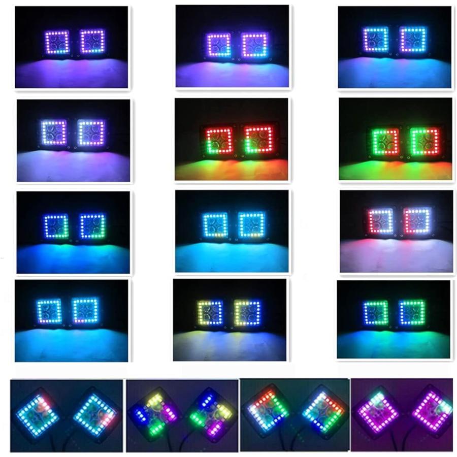 【並行輸入品】FEELON 4インチ LEDフラッドワークライトバー マルチカラーチェイシングRGBヘイロー 16色 92以上の点滅モード オフロード_5