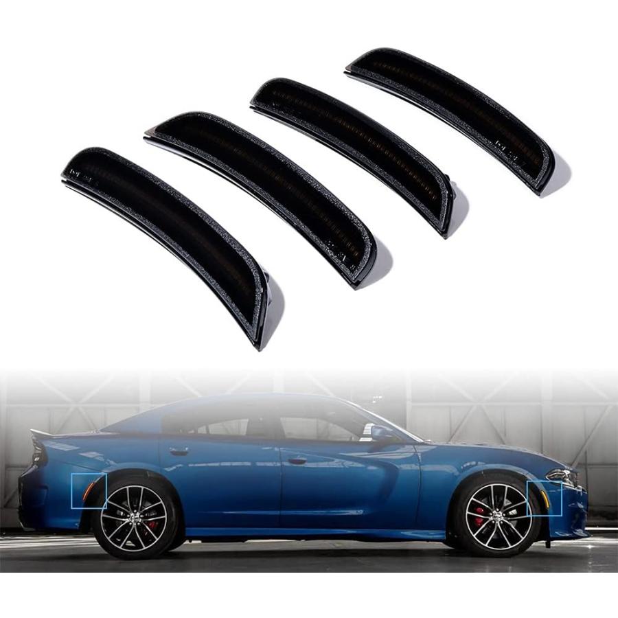 【並行輸入品】Anzios Smoked Lens Amber Red LED Side Marker Light Replacement for Dの画像