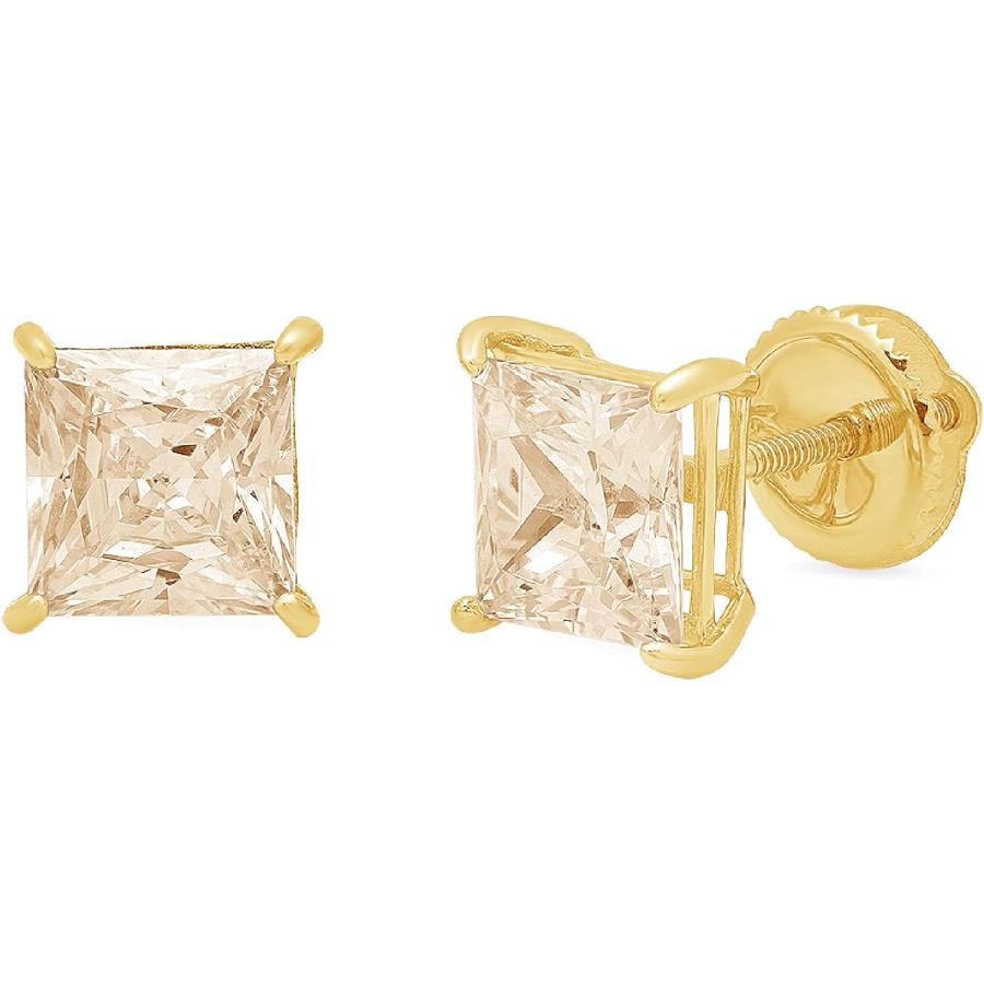 【並行輸入品】2.0 ct Brilliant Princess Cut Solitaire Flawless Genuine Yellow Moisの画像