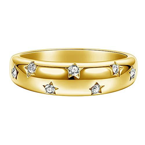 Top Plaza Gold Cubic Zirconia Star Dome Rings for Women Stainles 並行輸入品｜good-face｜05